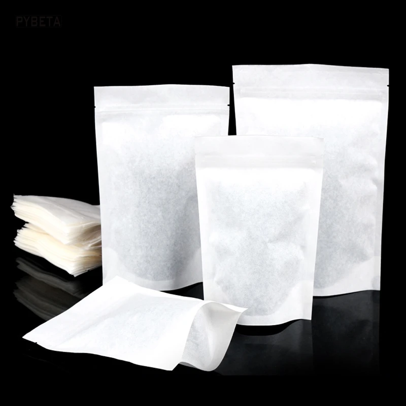 

50pcs- Cotton paper bag tea packaging inside bag stand up pouch Zipper bag