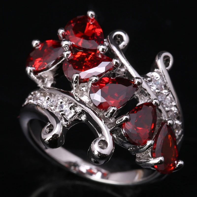 Блестящие Oxblood красный гранат стерлингового серебра 925 Для женщин Модные