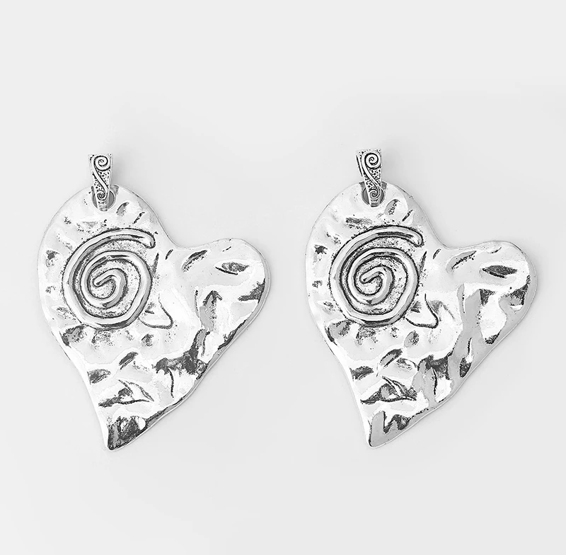 2 шт тибетских большой тон Чеканный Любовь Подвески в форме сердца для выводов