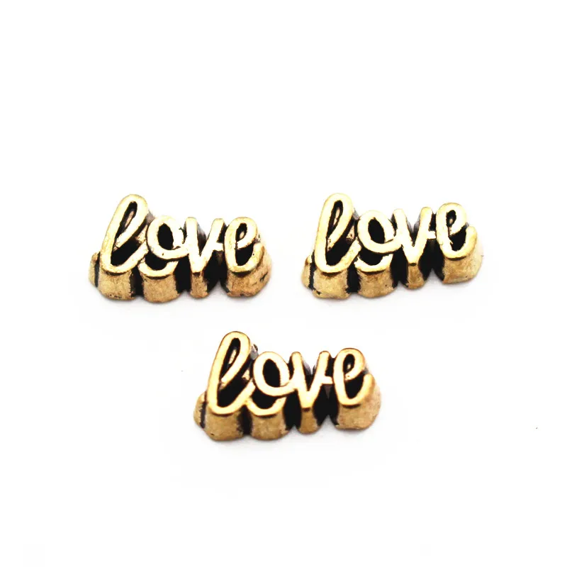 Новое поступление 10 шт./лот плавающие Амулеты с золотой любовью сплав амулеты