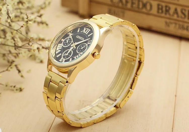 Часы наручные женские кварцевые из нержавеющей стали с римскими цифрами и