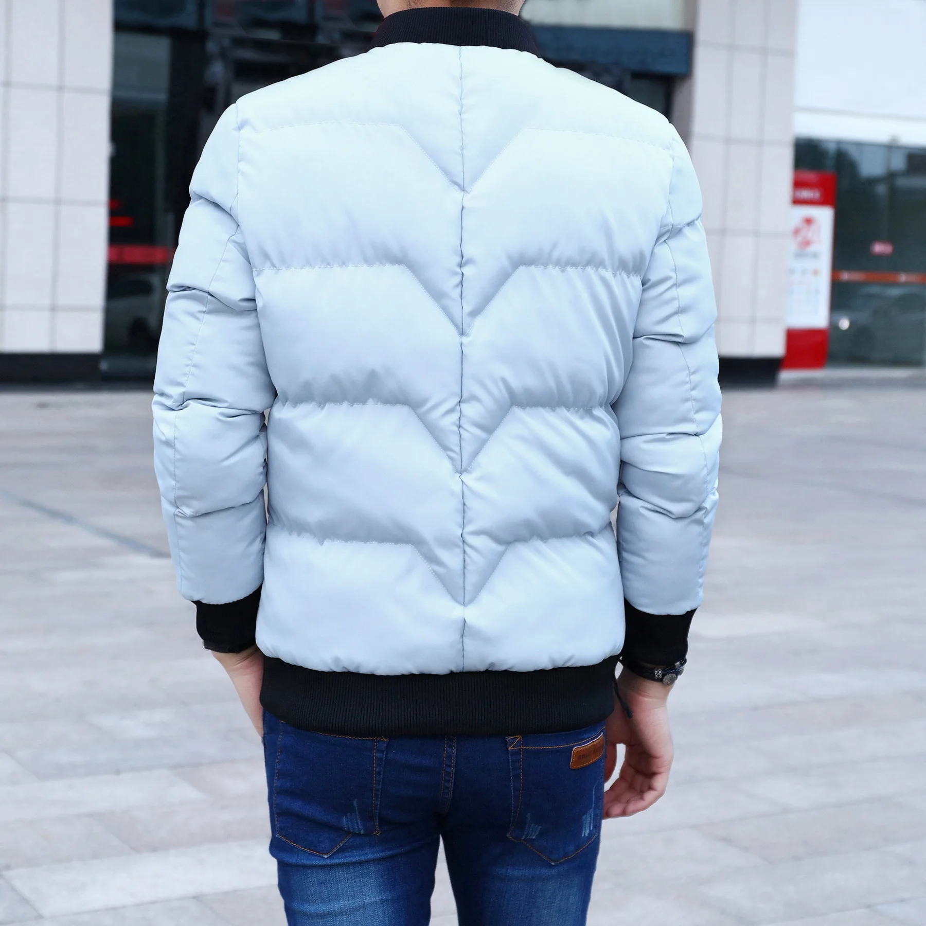 Новинка 2017 года Марка Мода Твердые Цвет хлопковая куртка Повседневное зима