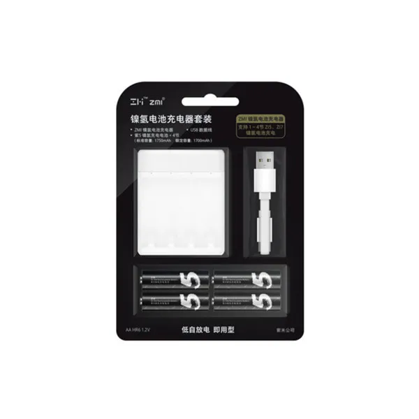 battery kits Xiaomi 4 шт./лот ZMI ZI7 ZI5 AAA AA 700mAh 1800mAh 1,2 V перезаряжаемый Ni-MH аккумулятор Xiaomi ZIM power Bank - Цвет: battery kits