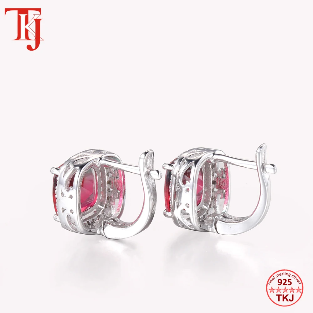 TKJ 925 пробы серебряные серьги-гвоздики с фианитом, турмалиновые серьги с камнем для женщин и девочек, ювелирные изделия для свадьбы, вечеринки, юбилея