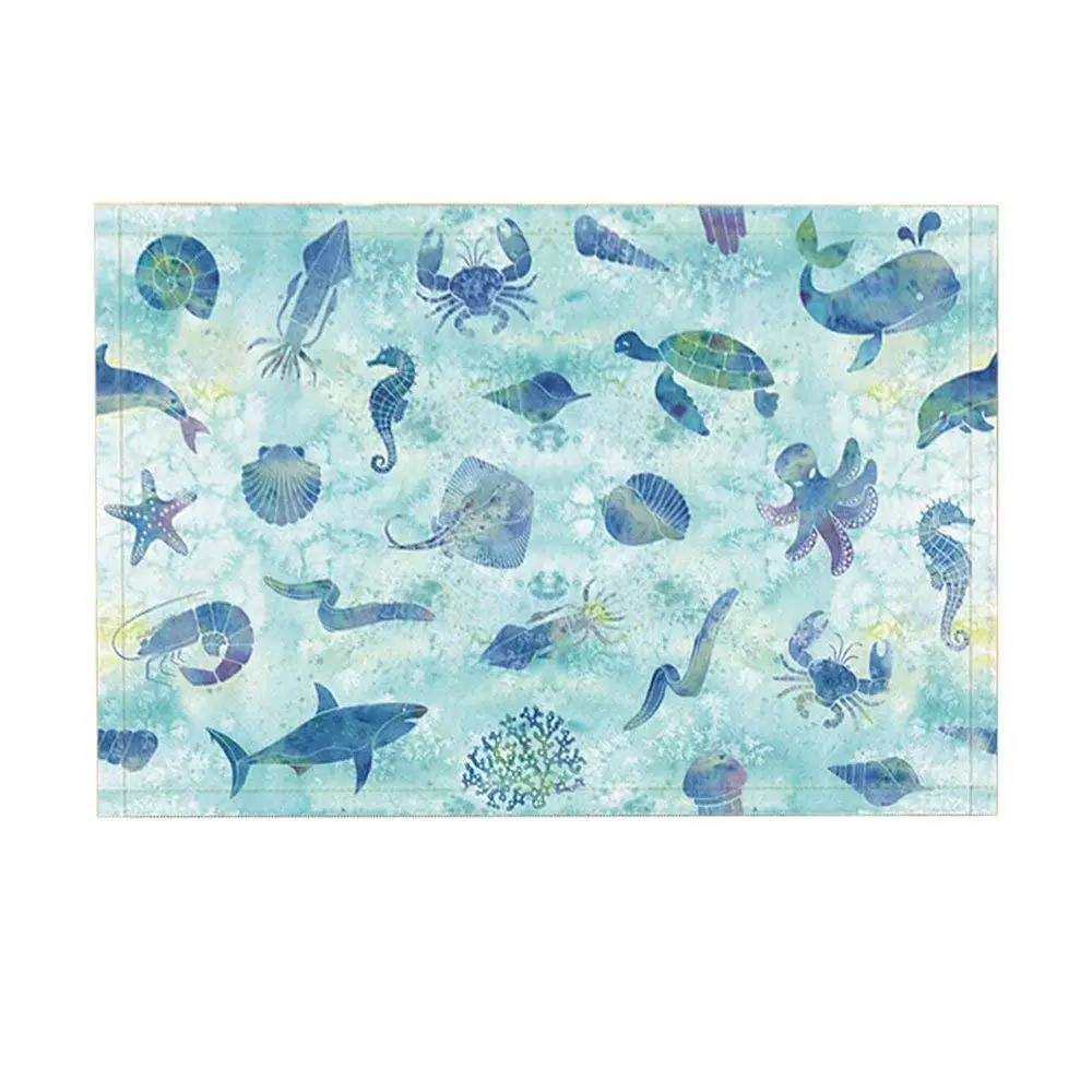 Морской жизни Декор акварель океан животные в глубокой воде коврики для ванной
