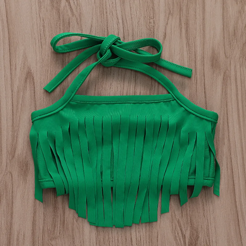 children swimwear for girls Summer Baby Girls Kids Print Fruit Bikini Tassel Beach Swimsuit Bathing Swimwear Sets | Детская одежда и