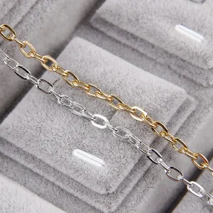 Алюминиевые металлические серебристые и розовые золотистые цепочки для ожерелья о-образной формы, объемная посадка, открытая цепочка из звеньев для изготовления ювелирных изделий своими руками