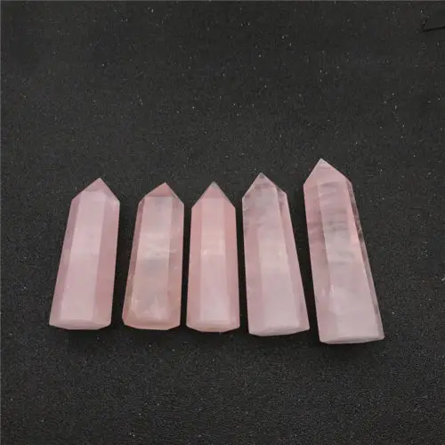 

5pcs 60-80MM Natural Pink Rose Quartz Crystal Point Wand Healing