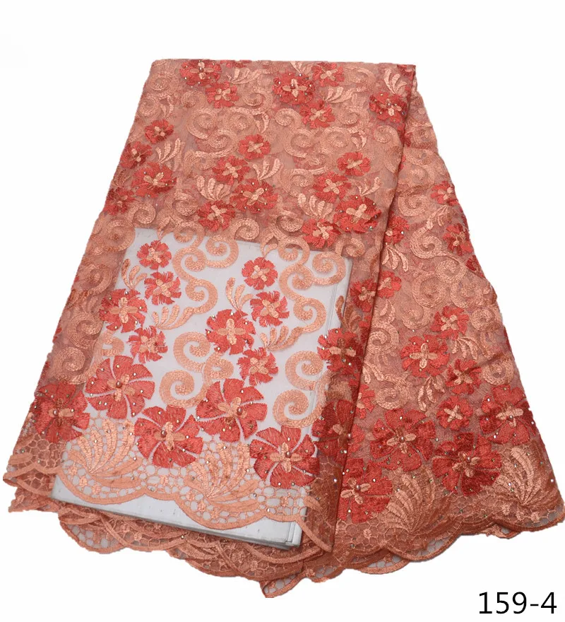 

Latest Woman Nigerian Lace Fabrics 2019 High Quality African French Lace Fabric With Stone And Stones For Wedding Dress 159