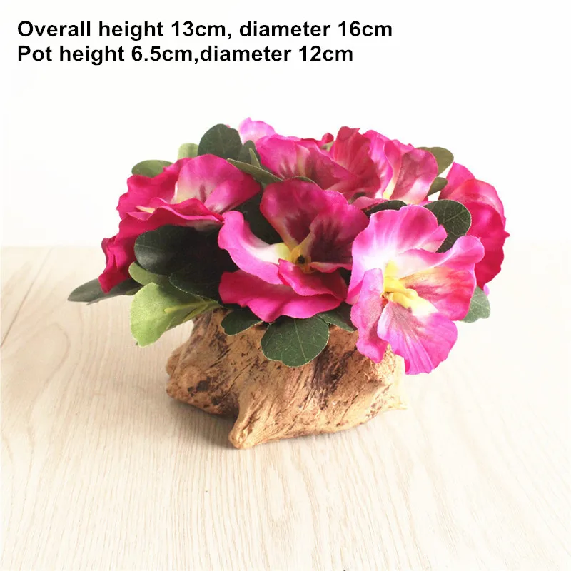 Pansy Purple Искусственная хризантема анютины глазки гортензия искусственный цветок из шелка бонсай с винтажным горшочком свадебная вечеринка домашний сад украшения - Цвет: Pansy Purple