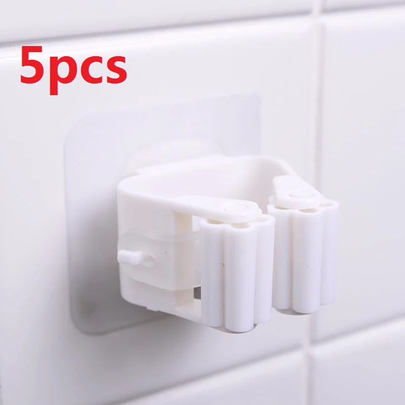 White 5pcs 1/2/5 шт творческие Швабра Метла держатель настенный держатель швабры хранения бытовой веник вешалка крючок стеллажи для выставки товаров Кухня Ванная комната организатор - Цвет: White 5pcs