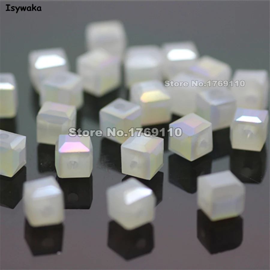 

Isywaka 100pcs Cube 4mm Solid White AB Color Square Austria Crystal Beads Glass Beads Loose Spacer Bead for Jewelry Making