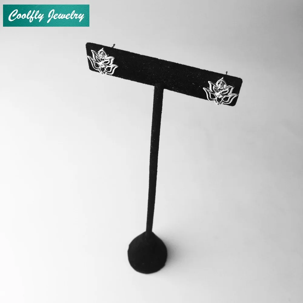 COOLFLY Мода роялти лотоса циркония орнамент серьги стержня для Для женщин