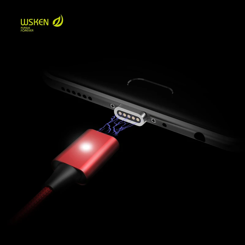 WSKEN Lite Красный Магнитная Тип C Micro USB кабель быстрой зарядки Зарядное устройство