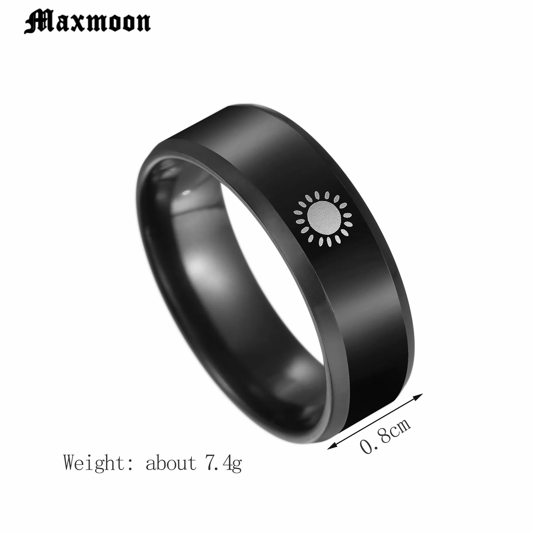 Maxmoon черное титановое кольцо из нержавеющей стали Солнце Луна Звезда ислам