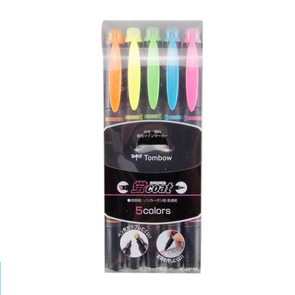 5 colors TOMBOW пальто художественные маркеры 5/10 цветов с двойной головкой хайлайтер двойной маркер набросок рисунок дизайн японские художественные принадлежности - Цвет: 5 colors