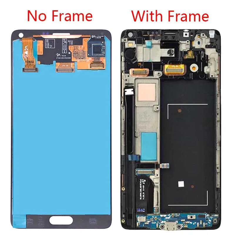 Оригинальный ЖК дисплей для samsung Galaxy Note 4 AMOLED сенсорный экран SM N910F N910C рамка