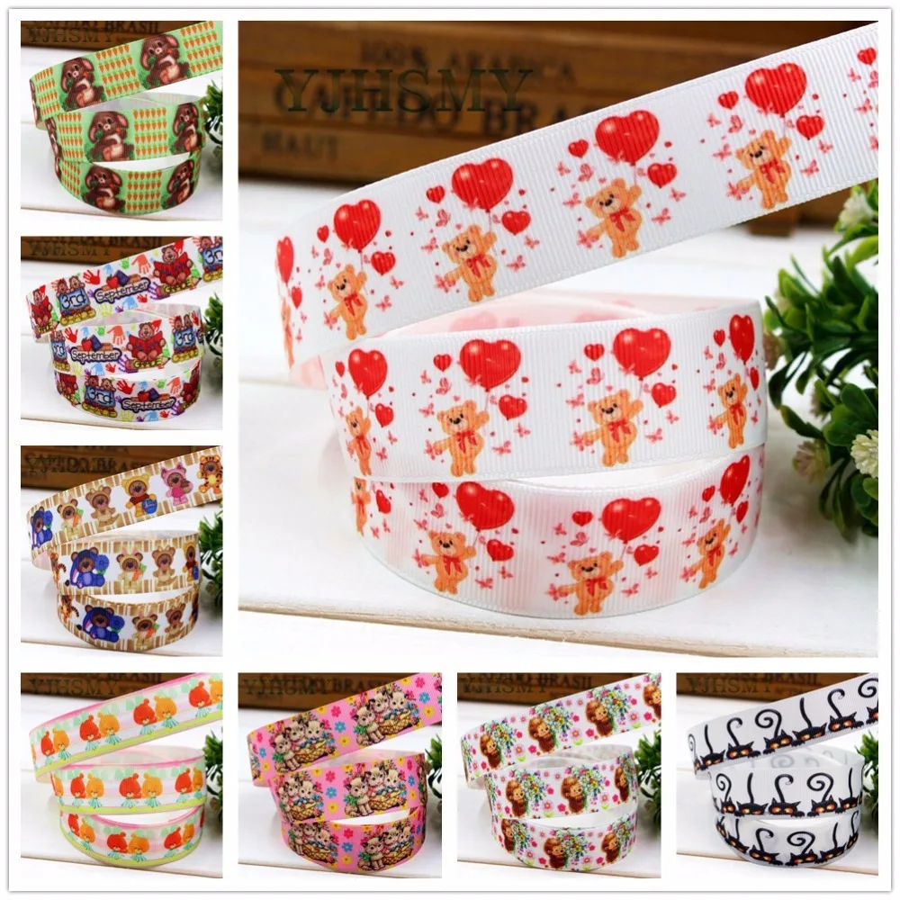 YJHSMY D-17329-1236 10 ярдов 25 мм мультяшная напечатанная grosgrain лента аксессуары для