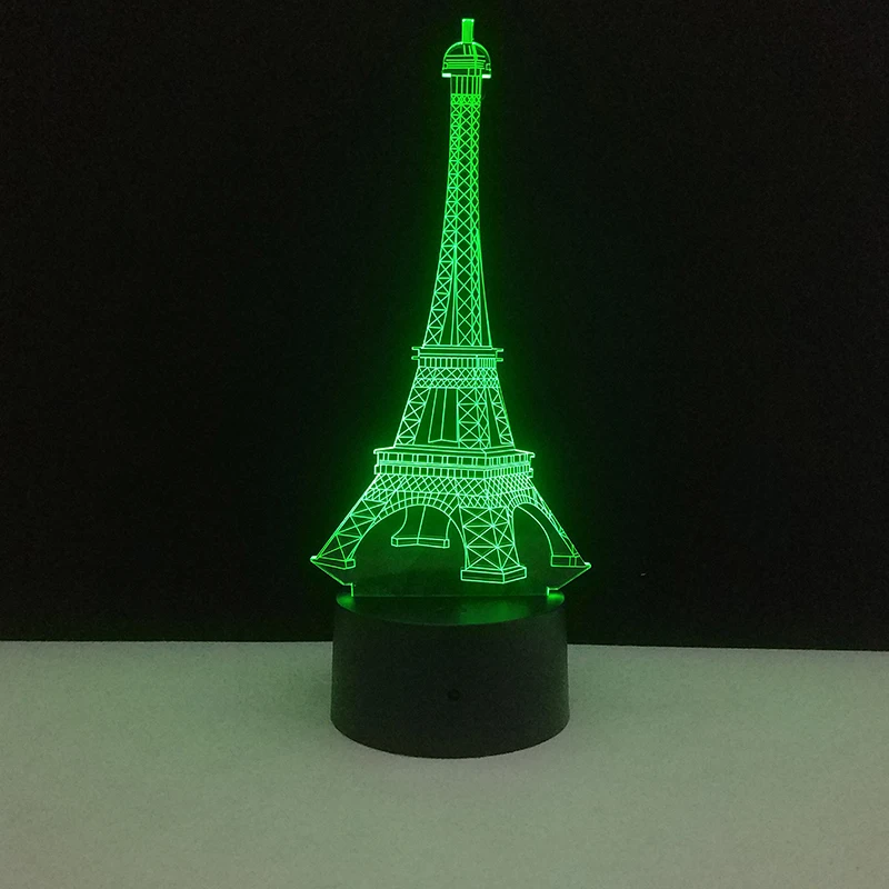 3D Красочные настольные лампы USB Светодиодная лампа Франция Париж Эйфелева башня