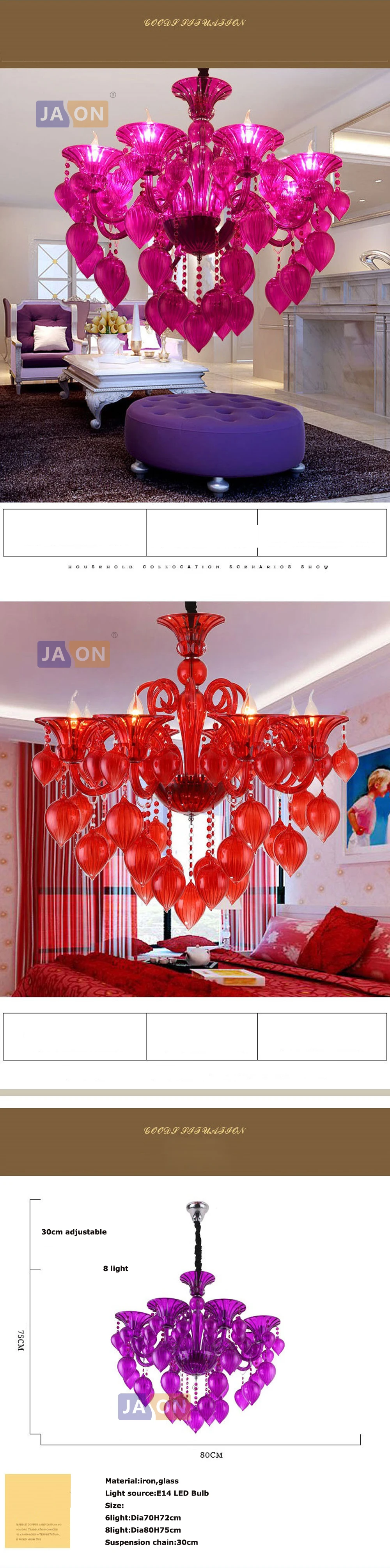 Led e14 европейский Железный стеклянный Красный Фиолетовый Синий люстра освещение Lamparas De Techo подвесной светильник для фойе спальни