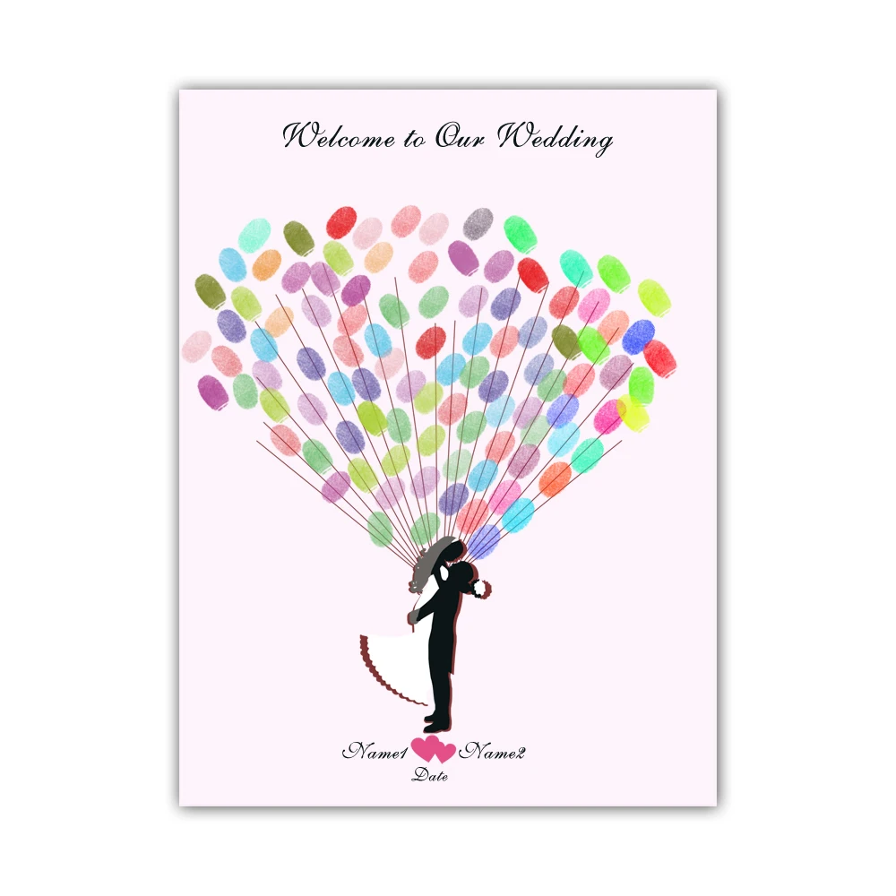 Невеста и жених Бесплатная Персонализированная имя дата отпечаток пальца