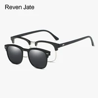 reven jate 2218 plastic polarized sunglasses frame with magnetic super light mirror coating polarize sunwear clip ons
