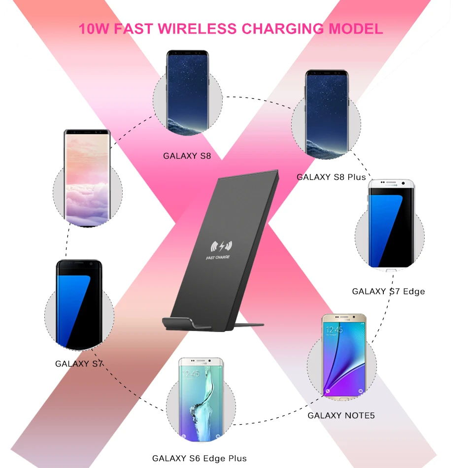 Amstar 10 Вт Быстрое беспроводное зарядное устройство для samsung Galaxy S10 S9 S8 Note 10 USB Qi зарядная подставка для iPhone 11 Pro XS Max XR X 8 Plus