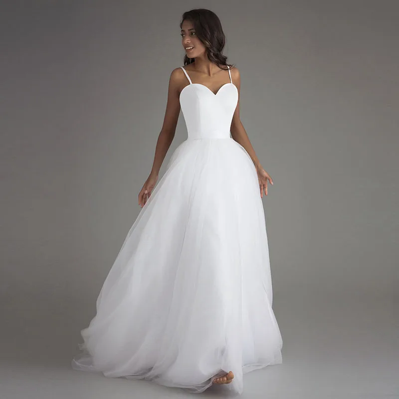 Пляжные свадебные платья на бретелях-спагетти новинка 2018 Vestido Noiva Praia простые