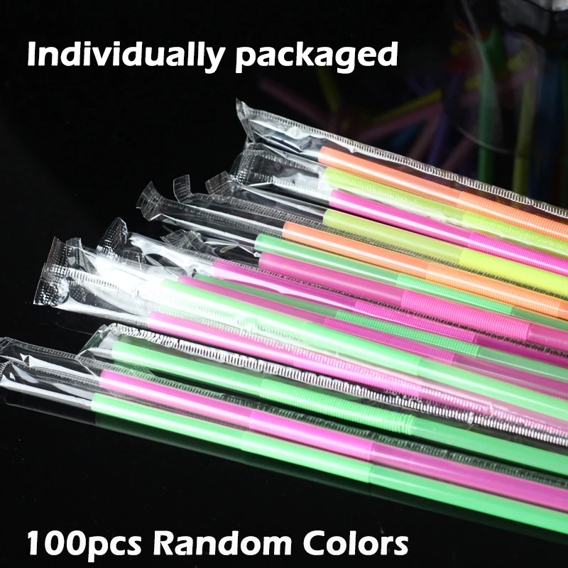 100pcs with bag 100 шт./компл. DIY креативная Складная Art соломенная Еда Класс питьевой соломы PP более изогнутые соломинки для дома Вечерние аксессуары - Цвет: 100pcs with bag