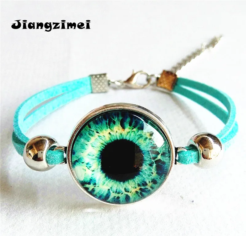 

24pcs/lot (Mixed 6 styles) Jiangzimei leather bracelet Cartoon Glass silver charm bracelets for women girls