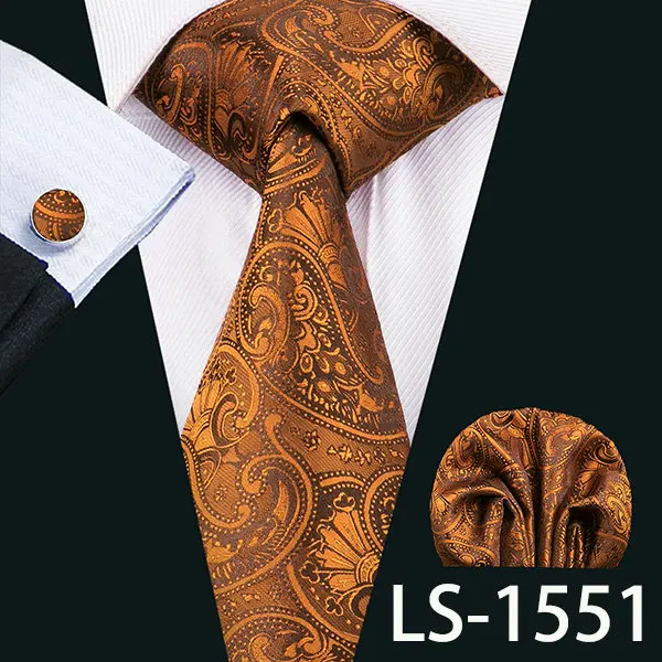 LS-1551 Мужской Галстук Пейсли, шелк, галстук Gravata, галстук, Barry.Wang, Модный комплект галстуков для мужчин, официальные, для свадьбы, вечеринки, деловые, США-1608 - Цвет: LS-1551