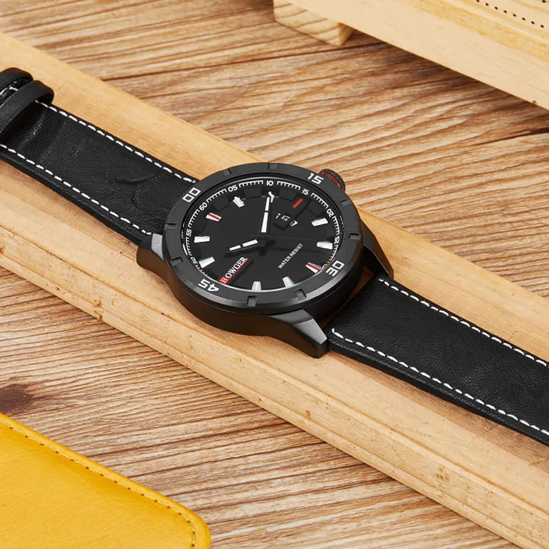 Новый 2018 Для мужчин часы Bowger лучший бренд класса люкс s Кварцевые наручные