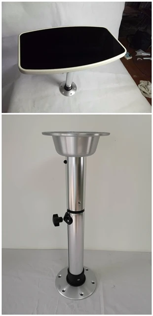 Table with Pedestal Фургон-дом на колесах морской лодки белый кожаный стол с черной акриловой вставкой 600*380 мм 23,6*15 дюймов - Цвет: Table with Pedestal