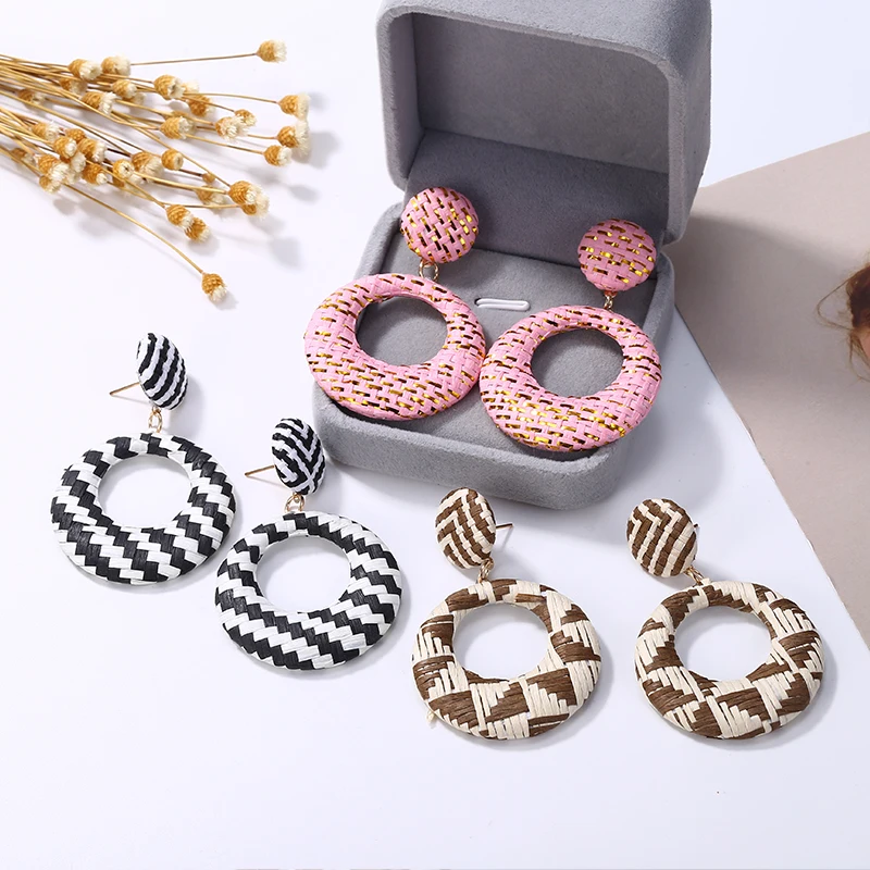 Женские Висячие серьги HOCOLE геометрические из ротанга в богемном стиле свадебные