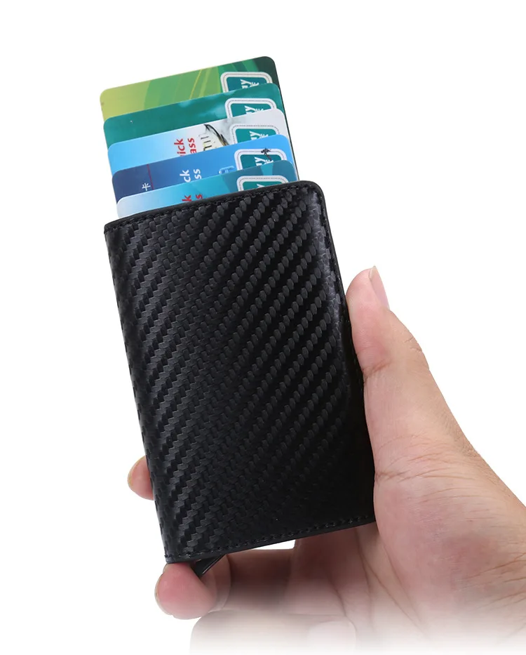 RFID Блокировка Мужской кожаный кредитный держатель для карт Алюминиевый Чехол для визиток дорожный бумажник для ID карты