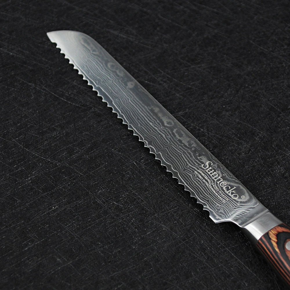 SUNNECKO Premium 8 &quotдамасский нож для хлеба японский VG10 стальной кухонные ножи острый