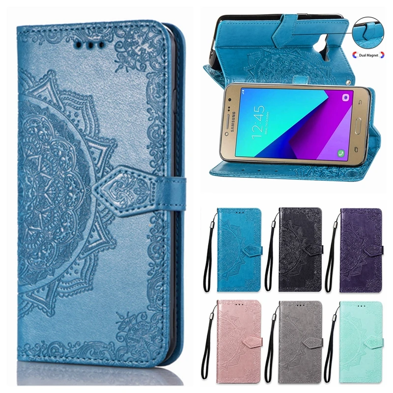 

Case on for Samsung Galaxy J3 J5 J7 2017 J530 J730 J2 Prime A6 2018 J4 Core Case Flip Leather 3D Mandala Flower Case Cover Coque