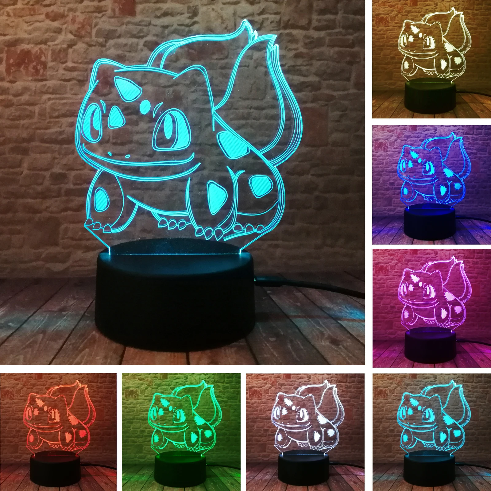 Мультяшная аниме-фигурка Покемон го Ночная лампа Pokeball Bulbasaur пульт дистанционного