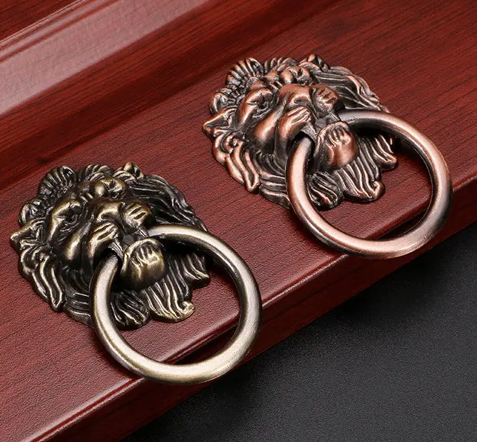 2 шт./лот античная латунь голова льва Шкаф Дверь ретро шкаф ручка для дверцы