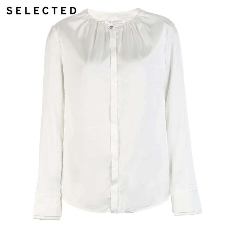 Выбранная женская рубашка с круглым вырезом прямой крой потайная спереди