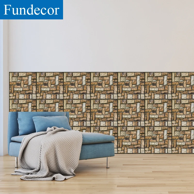 [Fundecor] 3d каменные настенные наклейки домашний декор самоклеющиеся для гостиной