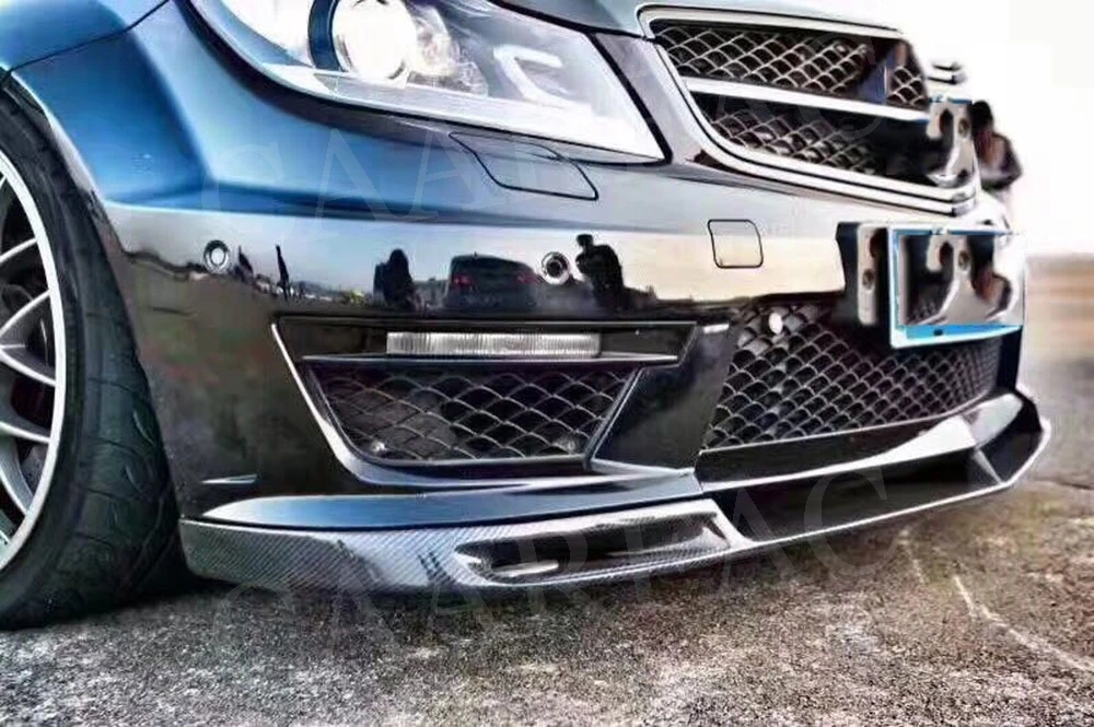Передний спойлер из углеродного волокна для W204, разветвители для Mecedes Benz C Class W204 C63 AMG 2012-, передний бампер, подбородок