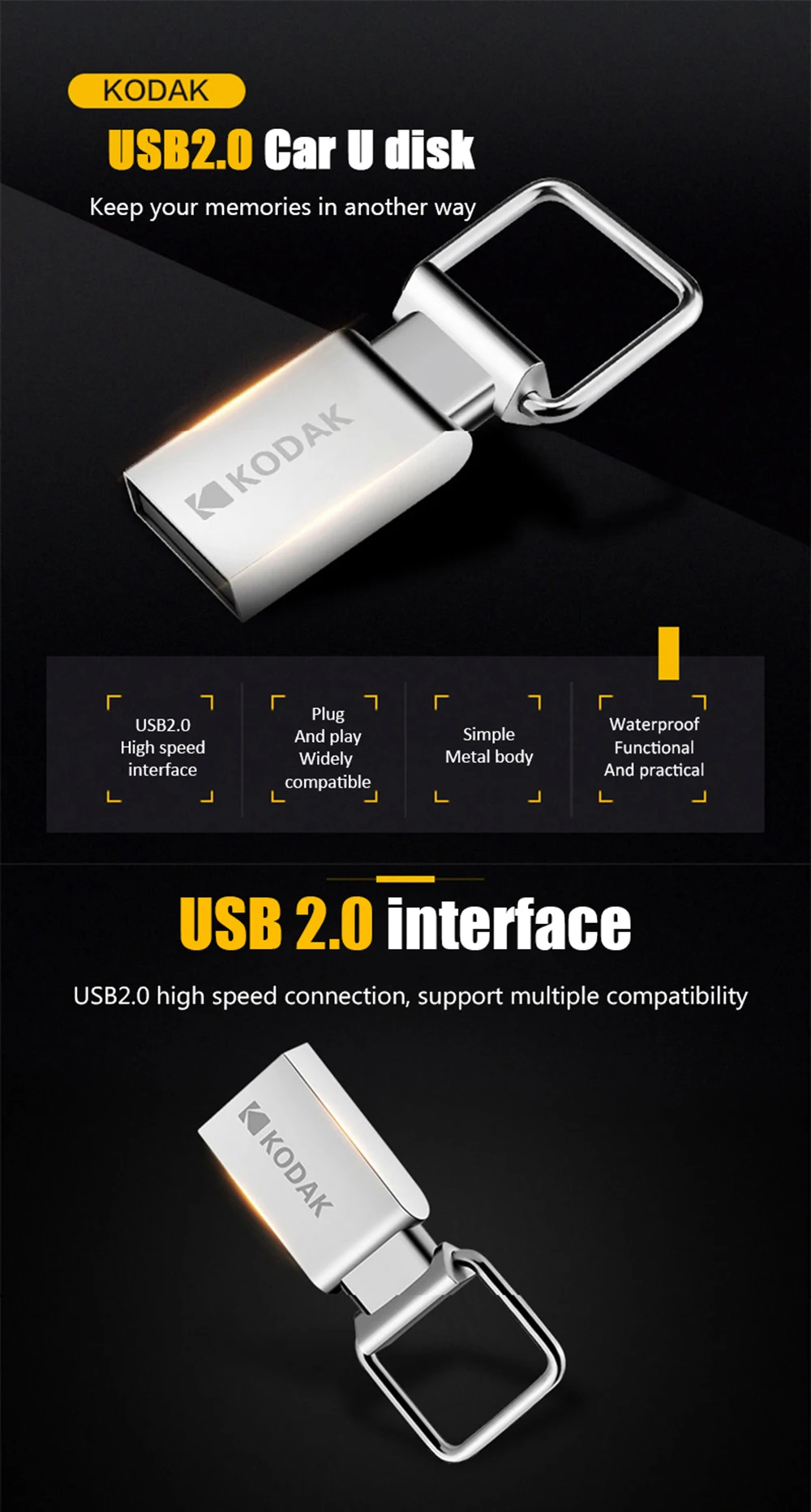 Kodak K112 мини металлический флеш-накопитель 16 Гб USB флеш-накопитель 32 ГБ флеш-карта памяти 64 ГБ U диск USB2.0 Флешка cle usb