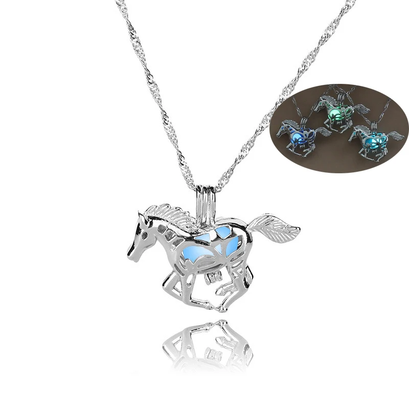 Лидер продаж светящееся в темноте ожерелье с подвеской виде лошади ажурное