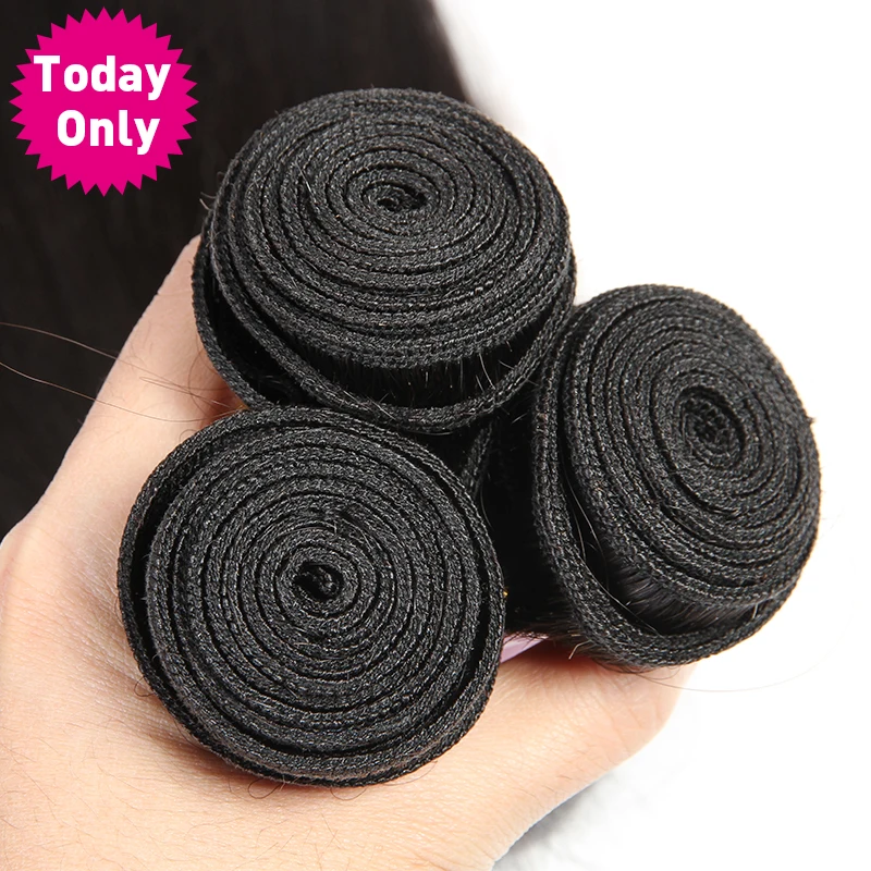 Сегодня только 4 пучка бразильских прямых волос пучки локонов переплетения Remy