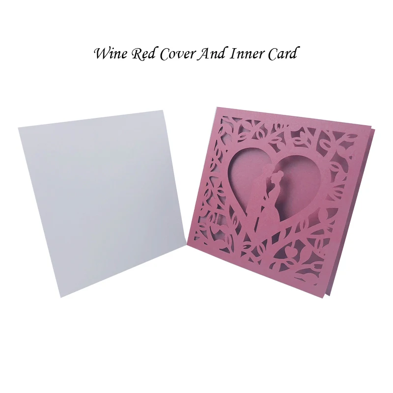 Cover And Inner Card 1 шт синий белый золотой красный полый сердце лазерная резка свадебные пригласительные открытки поздравительные открытки персонализированные вечерние украшения - Цвет: Cover And Inner Card