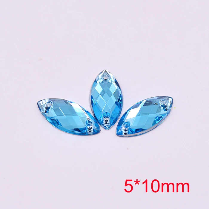 28 Aquamarine JUNAO 5*10 мм Пришивные прозрачные AB конский глаз Стразы плоские с оборота хрустальные камни Модные, акриловые драгоценные камни швейная аппликация из страз для одежды - Цвет: 28 Aquamarine