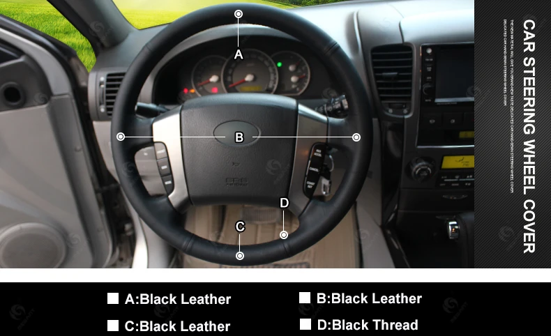 MEWANT для 2003 2004 2005 2006 2007 2008 2009 Kia Sorento черного цвета из натуральной кожи рулевого колеса автомобиля покрытие для интерьера