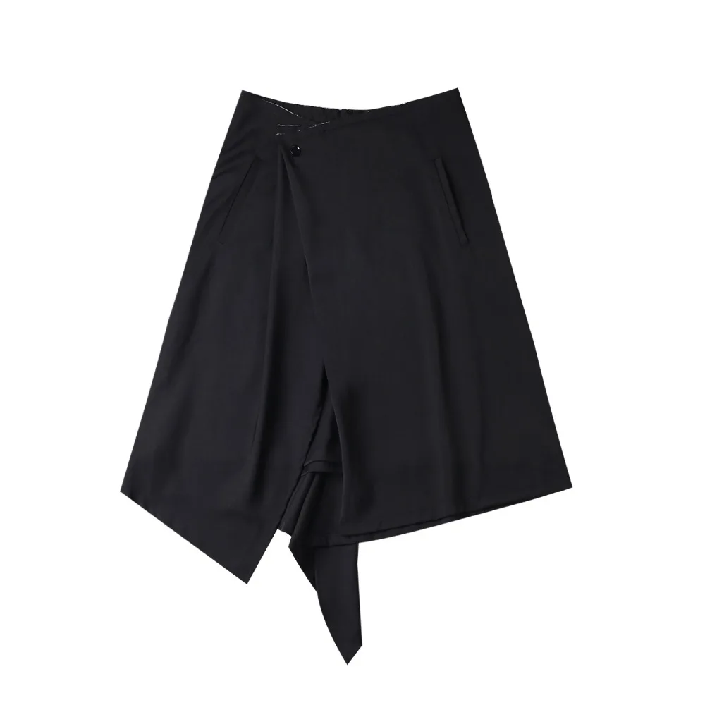 Cakucool Black Midi Skirt Summer Spring Asymmetric Design Skirts | Женская одежда