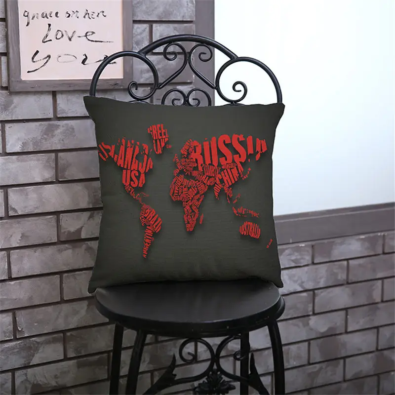2018 new creative personality map Cushion Cover for safe Pillow Case 45x45 Home Decorative Throw Car BZ-185 | Дом и сад